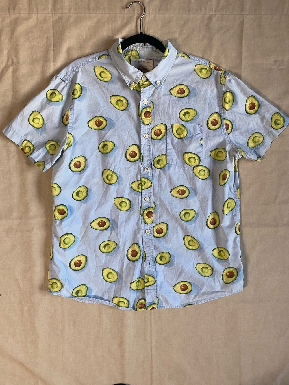 Urban Pipeline Men's L Avocado Print Short Sleeve Button Down Shirt - Super Soft